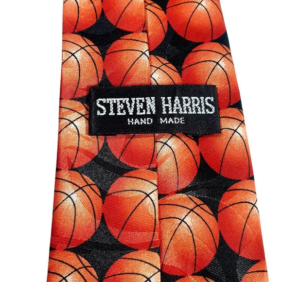 Steven Harris Basketball Mens Novelty Coach Necktie Office Work Casual Dad Gift - Picture 4 of 5